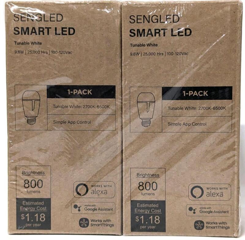 New SENGLED 2-Pack Smart LED Lightbulbs : Tunable White 2700K - 6500K, 9.8W / 25,000 Hours / 100-120Vac / 800 Lumens