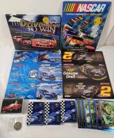 NASCAR Sports Memorabilia Lot . Coin , Trading Cards Book , Diecast Boxes