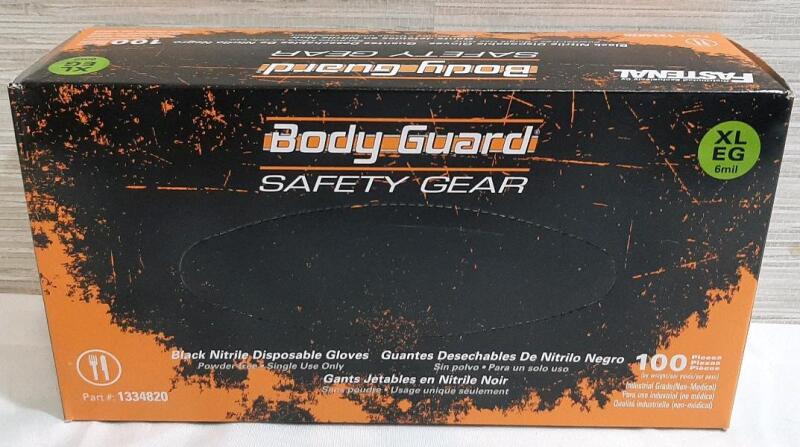 New Box of BodyGuare Black Nitrile Disposable Gloves
