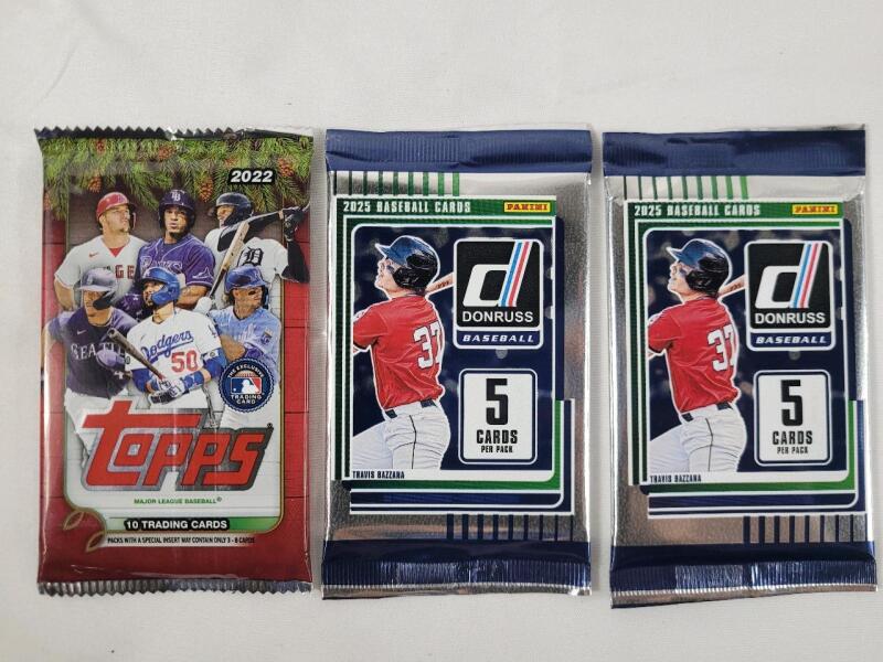 2022 Topps MLB Baseball Sealed Trading Card Wax Pack &times;1 & 2025 Panini Donruss MLB Baseball Sealed Trading Card Wax Packs &times;2