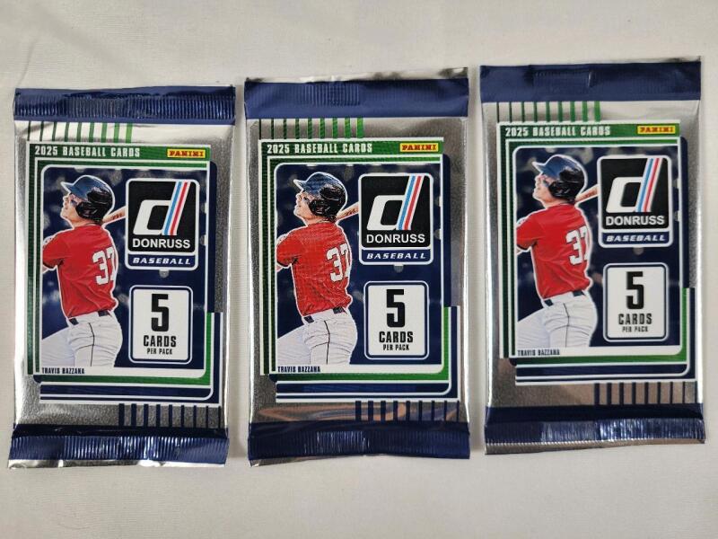 2025 Panini Donruss MLB Baseball Sealed Trading Card Wax Packs , Three (3) Sealed Packs