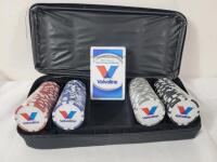 Valvoline Poker Chips & Playing Cards Set . Chips and Cards Sealed . Zipper on case broken