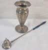 Vintage Sterling Silver Ryrie Bros. 4 ⅝" Tall Vase & Sterling Silver Candle Snuffer - 9.5" Long
