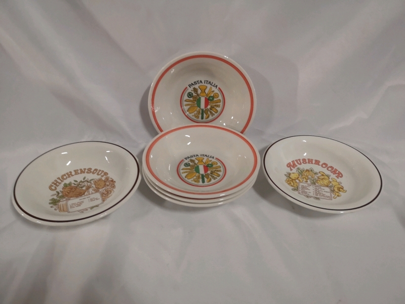 6 Pasta & Soup Bowls - made in Italy & Korea