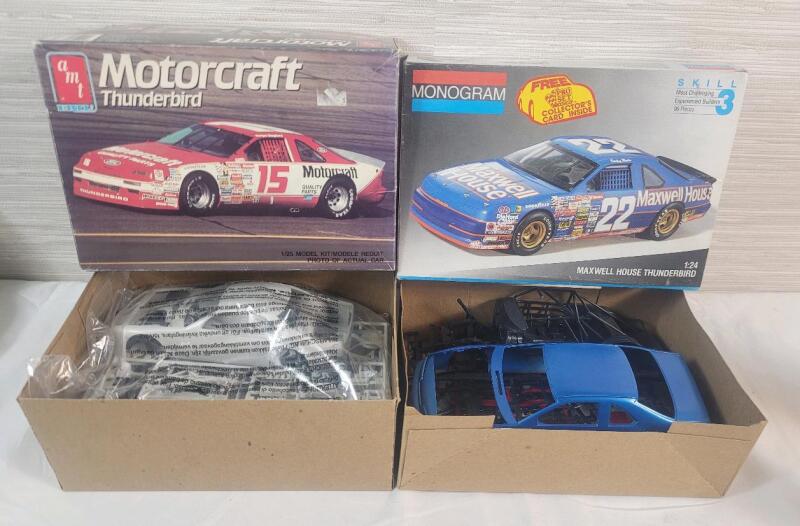 Two (2) 1/25 Scale Race Car Model Kits . One (1) Unstarted - Sealed & One (1) Started