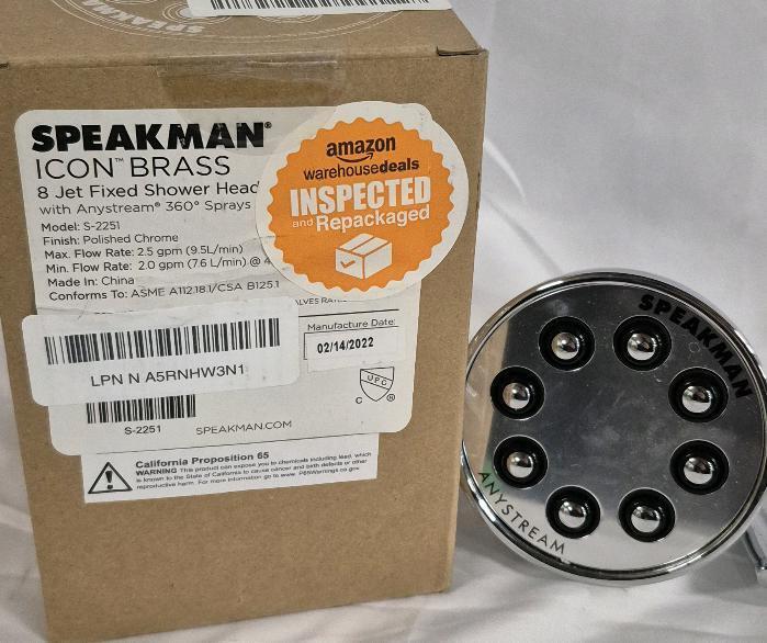 As New Speakman Icon Brass 8 Jet Fixed Shower Head
