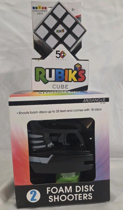 New Rubiks Cube & 2 Foam Disk Shooters