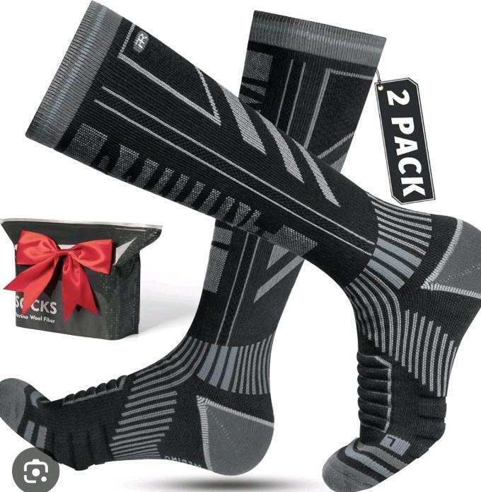 2 New Pairs sz Medium (6.5-8.5) Sanyiyiba Merino Wool Men's Snow Sports Socks