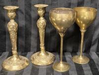 Vintage Brass CabdkeSticks & Goblets - Made in India