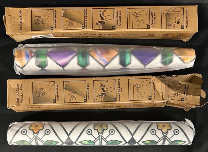 2 New 45x300cm Sheets of Stained Glass Window Privacy Film