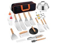 New HaSteel 20-Piece Wood/Stainless Steel Griddle Set