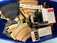 Large Bin of Slot Cars and Tracks/Accessories