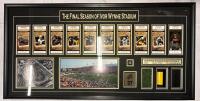 Large 58&rdquo; x 29&rdquo; Display Case of Ivor Wynne Stadium Memorabilia - Includes Signed Player Tickets and Stadium Pieces (See Photos)