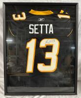 Autographed Hamilton Tiger Cats #13 Nick Setta Jersey in Framed Display Case/Shadow Box