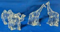 4 Vintage 1970s Franklin Mint "Animals of the Ark" Crystal Figurines : Camels & Giraffes, Up To 5.15" Tall, No Chips or Cracks