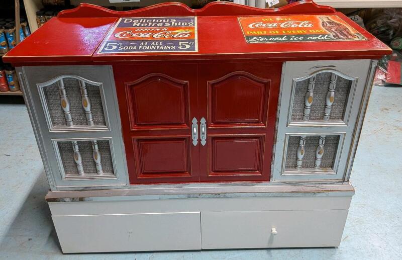 Vintage Repurposed Record Player Storage Cabinet. 3' by 4' by 1.5'