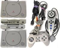 [WOW!] 2 Vintage Sony PLAYSTATION (SCPH-1001 & 7001) Game Systems, 1 Power Cable, 1 A/V Cable For the 7001, Performance Game Pad & UltraRacer Controller, Systems Tested For Power Only