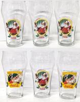 6 Vintage 1997 Holiday Santa COCA-COLA Glasses, 6.75" Tall, No Chips or Cracks