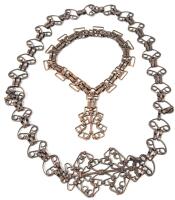2 Gorgeous Very Substantial Brutalist Vintage Presumed Copper Chain Link Necklaces, 15" - 30" Long
