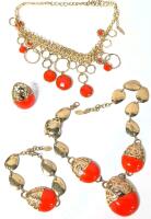 4pc Vintage Signed BEST Matching Jewelry : 2 Necklaces, Bracelet & Expansion Ring, Up To 18" Long