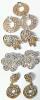 4 Pairs Vintage AB Aurora Borealis Rhinestone Pierced Earrings + Pendant / Scarf Loop