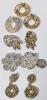 4 Pairs Vintage AB Aurora Borealis Rhinestone Pierced Earrings + Pendant / Scarf Loop - 2
