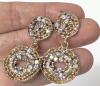 4 Pairs Vintage AB Aurora Borealis Rhinestone Pierced Earrings + Pendant / Scarf Loop - 6