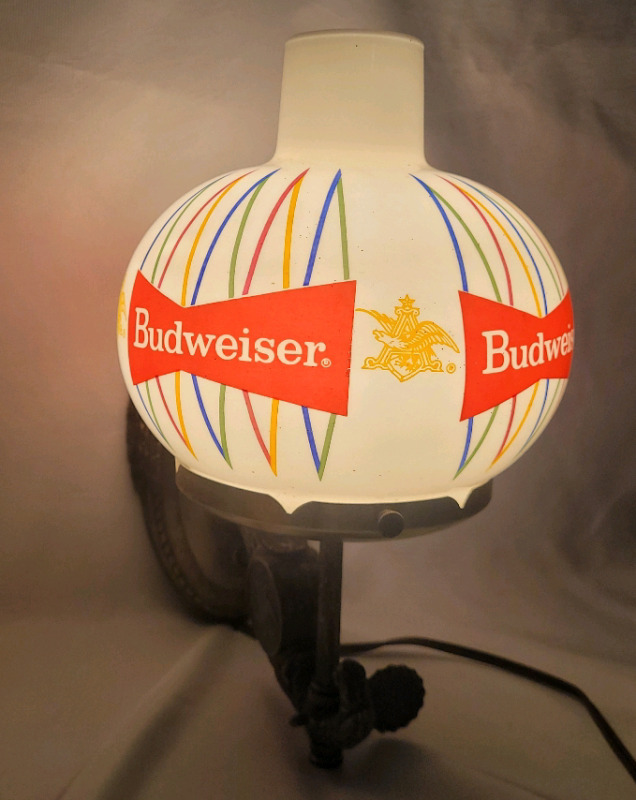 Vintage Budweiser Beer Advertising Bar Tap Wall Scone Lamp - Working