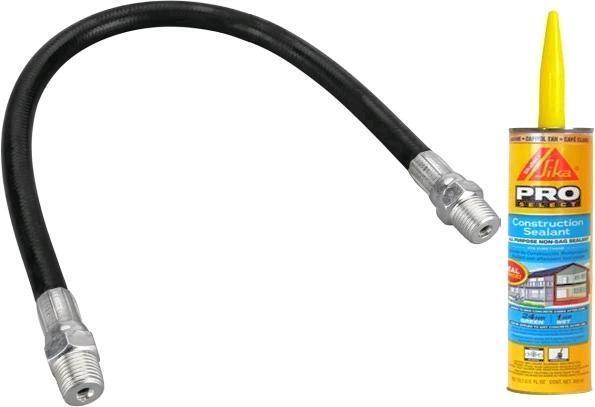 [EXP 01/2025] New Performance Tool W54221 12" Flex Grease Gun Hose Extension 3,000 Working PSI (1/8" NPT) & Sikaflex Sika Pro Select Limestone Construction Sealant All-Purpose Non-Sag Sealant 300ml