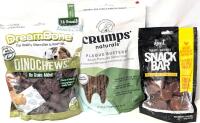 [ BB 03/2025 - 01/2027] 3 New Dog Treats: 14 Small DreamBone Dinochews, Crumps' Large Dog Plaque Busters & Dogit Snack Bar Medallions