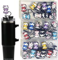 30 New Reusable Cow Themed Silicone Straw Caps / Straw Lids For Stanley-Style Cups & Assorted Straws