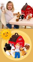 New Prextex Plush Farm House with Soft and Cuddly 5" Plush Horses, Farm Boy, and Barn House Carry Along Case - Stuffed Animal