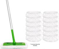 12 New KMAKII Reusable Microfiber Mop Pads, Washable Wet and Dry Cleaning Cloths for Hardwood and Surface Floors, Universal Mop Compatibility, 6 Per Pack