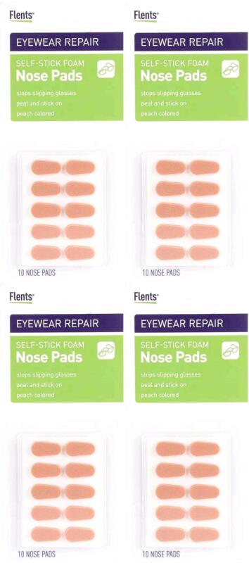 4 New FLENTS Eyeglass Nose Pads, 10 Nose Pads, Self-Stick Foam, Stops Slipping Glasses 10 Count Each