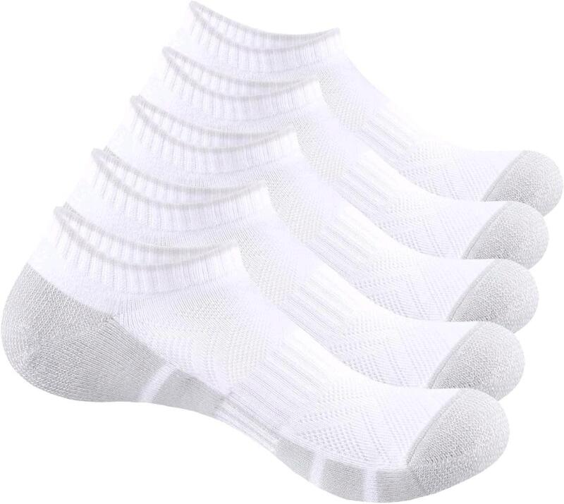 5 New Pairs Size XL () Women's YUEDGE Ankle Socks Cushioned Running Socks Breathable Anti-Odor Low Cut Athletic Socks