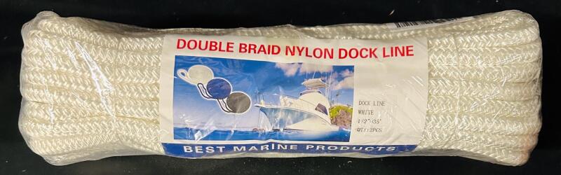 2 New NovelBee Double Braid Nylon Dock Lines, 1/2&rdquo; x 35&rsquo;
