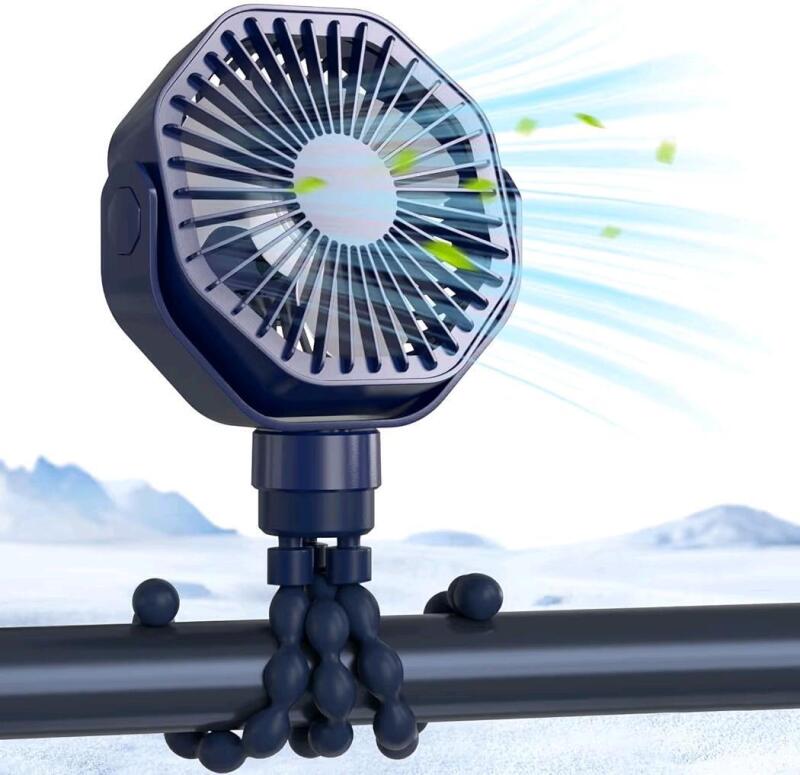 New Lerat Mini Portable Stroller Fan, Battery Operated Flexible Tripod Clip On Fan, Detachable 3 Speeds Rechargeable 360&deg; Rotate Handheld Personal Fan for Car Seat Crib Bike Treadmill