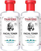 2 New THAYERS Alcohol-Free, Hydrating, Unscented Witch Hazel Facial Toner with Aloe Vera Formula, Suitable for All Skin Types, Even Sensitive, Dermatologist Tested For Safety, Vegan, Cruelty-Free, 355ml