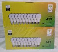 20 New Master LED 1500lm 15W Non-Dimmable Light Bulbs , Warm White .