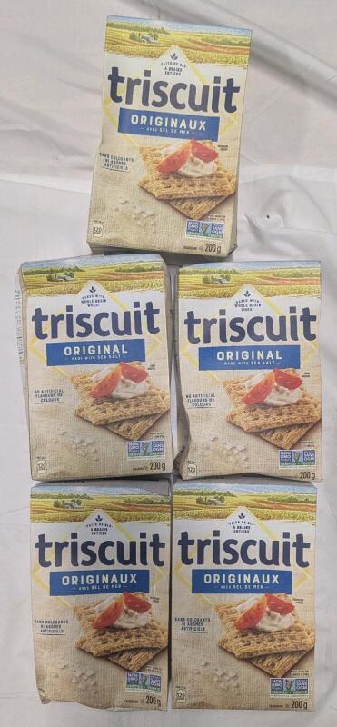 [BB 25 AL 10] 5 Boxes Triscuit Original Crackers - Boxes Range From Good Condition to Wrinkled - 200g Per Box