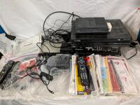 Assorted Electronics, Manuals, Remotes and Cables