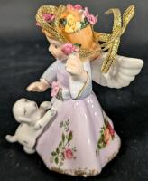 Royal doulton Angel with Puppy-Lilac hand painted musical ornament