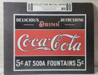 COCA-COLA " Lithographed Steel Metal " Yesterday's Historical Famous Trademark Metal Sign . Measures 16"&times;12.5"