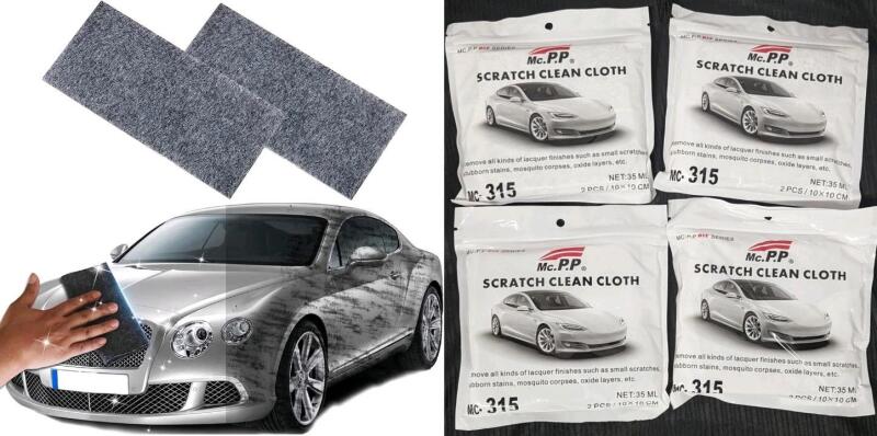 4 New 2-Packs Nano Sparkle Cloths : Easy to Repair Slight Scratches, Water Spots, Paint Residue, Insects, Oxide Layers, Stubborn Stains +