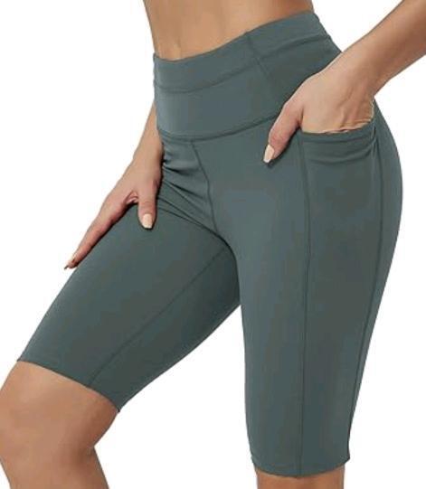 New sz Small Rataves Womens Shorts 10" Workout Yoga Shorts with Pockets High Waisted Athletic Shorts