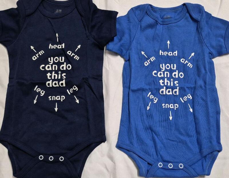 2 New Size 12-18 Months Adorable Funny "You Can Do This Dad" Baby Onesies