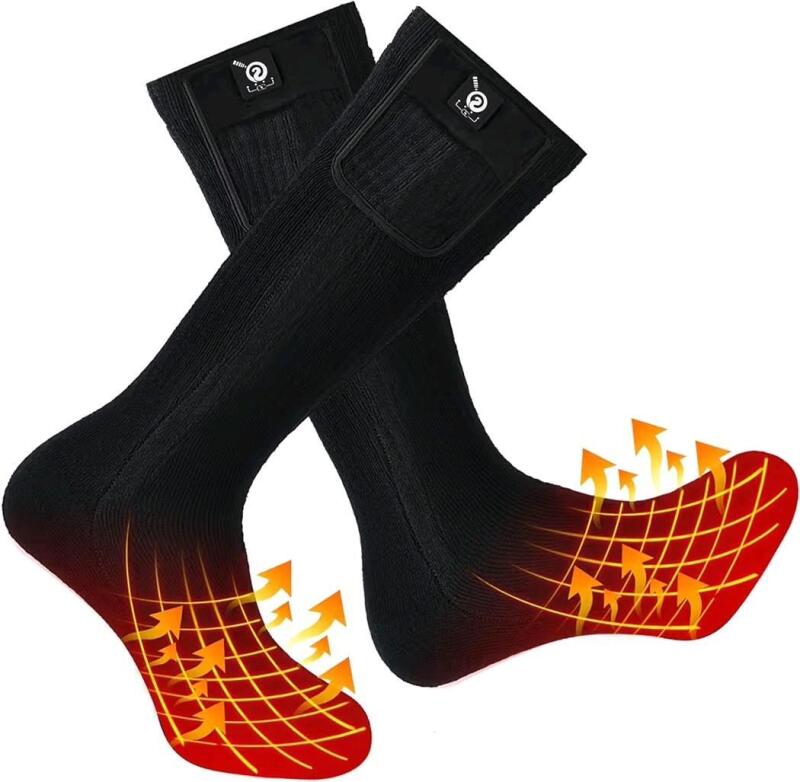 New Size LG (9-12) Men's SNOW DEER Electric Heated Socks - Upgraded Rechargeable Battery Powered for Men and Women, Cold Weather Hunting Fishing Motorcycle Skiing Warm Winter
