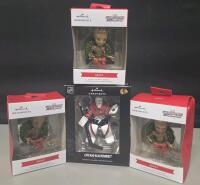 4 New HallMark Ornaments 3 Marvel Guardians Of The Galaxy Groot and Chicago Blackhawks
