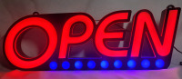 OPEN Electric Door Sign w/Flash Setting , 21"×7" - pre-owned , working