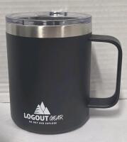 New Logout Gear 12oz Coffee Mug Tumbler for Camping with Lid and Handle, Vacuum Insulated Stainless Steel - Keeps Your Hot or Cold Drinks for a Long Time for Outdoor, Home or Office